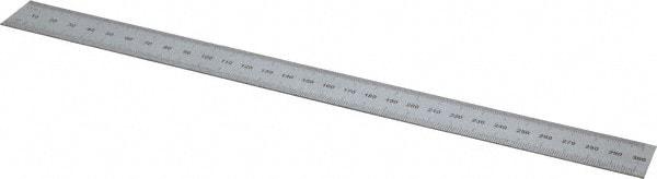 SPI - 12" Long, 1/100, 1/10" and 0.5, 1mm Graduation, Rigid Steel Rule - Decimal/Metric Graduation Style, 1" Wide, Silver, Satin Chrome Finish - Americas Tooling