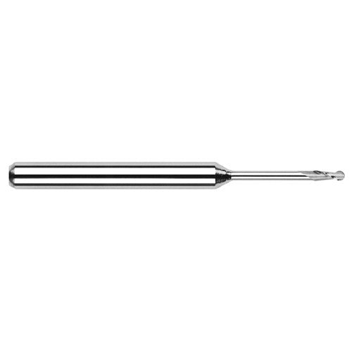 ‎3/16″ Dia. × 3/16″ Shank × 0.57″ DOC × 2-1/2″ OAL, Carbide Uncoated, Standard , 4 Flute, Ballnose End Mill - Exact Industrial Supply