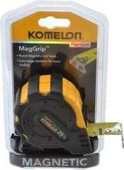 Komelon - 25' x 1" Yellow Blade Tape Measure - 1/16" Graduation, Inch Graduation Style, Yellow/Black Case - Americas Tooling