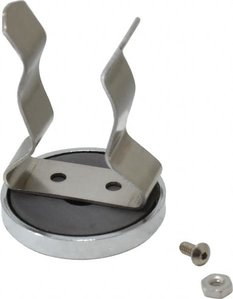 Mag-Mate - 11 Lb Max Pull Force, 2-1/32" Overall Height, 1.41" Diam, Ceramic Cup Magnet - Clamp Style, 1-1/8" Clamp Opening, Chrome Plated - Americas Tooling