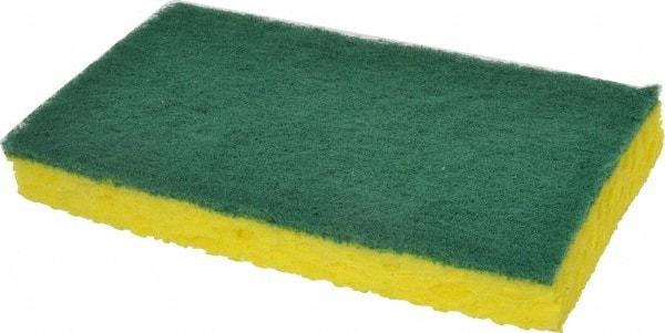 3M - 6.1" Long x 3.6" Wide x 0.7" Thick Scouring Sponge - Medium-Duty, Yellow/Green - Americas Tooling