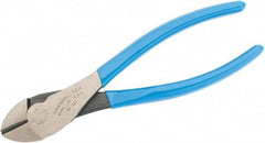 Channellock - 7" OAL, Diagonal Cutter - 25/32" Jaw Length x 1-3/16" Jaw Width, Round Head, Plastic Dipped Handle - Americas Tooling