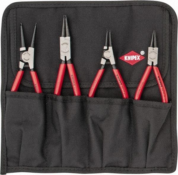 Knipex - 4 Piece, 1/2 to 2-1/2" Bore, 3/8 to 2-1/2" Shaft, Internal/External Retaining Ring Pliers Set - 0.053 to 0.07" Tip Diam Range - Americas Tooling