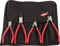 Knipex - 4 Piece, 5/16 to 2-1/2" Bore, 1/8 to 2-1/2" Shaft, Internal/External Retaining Ring Pliers Set - 0.035 to 0.07" Tip Diam Range - Americas Tooling