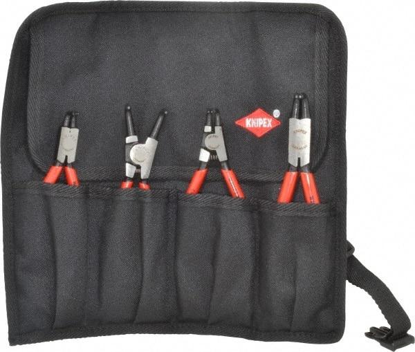 Knipex - 4 Piece, 5/16 to 2-1/2" Bore, 1/8 to 2-1/2" Shaft, Internal/External Retaining Ring Pliers Set - 0.035 to 0.07" Tip Diam Range - Americas Tooling