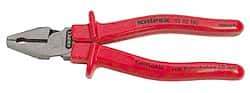 Knipex - 9" OAL, 1-3/4" Jaw Length x 1-1/8" Jaw Width, Side Cutting Pliers - Serrated Pipe Jaw, Flat Nose Head, Ergonomic Handles - Americas Tooling