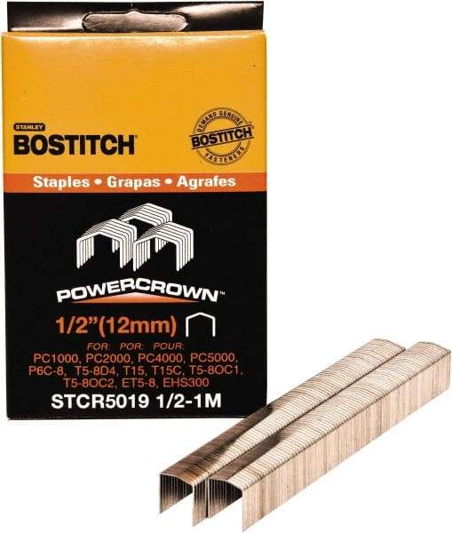 Stanley Bostitch - 1/2" Long x 7/16" Wide, 24 Gauge Crowned Construction Staple - Steel, Chisel Point - Americas Tooling