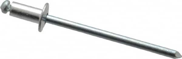 RivetKing - Size 42 Dome Head Aluminum Open End Blind Rivet - Steel Mandrel, 0.063" to 1/8" Grip, 1/4" Head Diam, 0.129" to 0.133" Hole Diam, 0.275" Length Under Head, 1/8" Body Diam - Americas Tooling