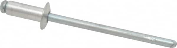 RivetKing - Size 43 Dome Head Aluminum Open End Blind Rivet - Steel Mandrel, 0.126" to 0.187" Grip, 1/4" Head Diam, 0.129" to 0.133" Hole Diam, 0.337" Length Under Head, 1/8" Body Diam - Americas Tooling