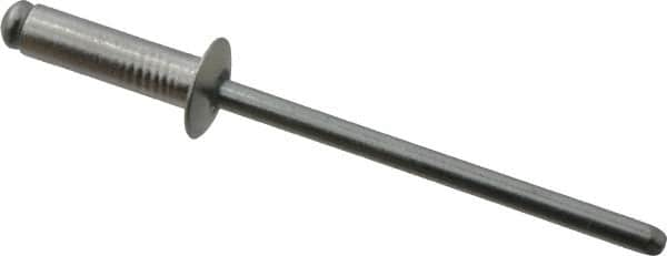 RivetKing - Size 45 Dome Head Aluminum Open End Blind Rivet - Steel Mandrel, 0.251" to 0.312" Grip, 1/4" Head Diam, 0.129" to 0.133" Hole Diam, 0.462" Length Under Head, 1/8" Body Diam - Americas Tooling