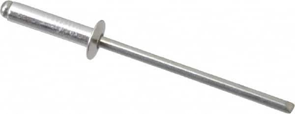 RivetKing - Size 46 Dome Head Aluminum Open End Blind Rivet - Steel Mandrel, 0.313" to 3/8" Grip, 1/4" Head Diam, 0.129" to 0.133" Hole Diam, 0.525" Length Under Head, 1/8" Body Diam - Americas Tooling