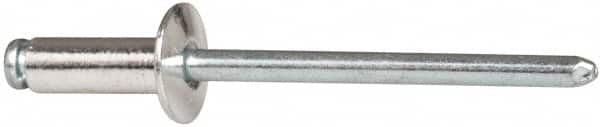 RivetKing - Size 54 Dome Head Aluminum Open End Blind Rivet - Steel Mandrel, 0.188" to 1/4" Grip, 0.312" Head Diam, 0.16" to 0.164" Hole Diam, 0.425" Length Under Head, 5/32" Body Diam - Americas Tooling