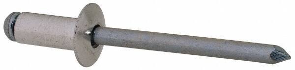 RivetKing - Size 64 Dome Head Aluminum Open End Blind Rivet - Steel Mandrel, 0.188" to 1/4" Grip, 3/8" Head Diam, 0.192" to 0.196" Hole Diam, 0.45" Length Under Head, 3/16" Body Diam - Americas Tooling