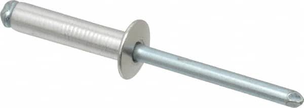 RivetKing - Size 610 Dome Head Aluminum Open End Blind Rivet - Steel Mandrel, 0.501" to 5/8" Grip, 3/8" Head Diam, 0.192" to 0.196" Hole Diam, 0.825" Length Under Head, 3/16" Body Diam - Americas Tooling