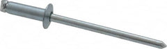 RivetKing - Size 44 Dome Head Steel Open End Blind Rivet - Steel Mandrel, 0.188" to 1/4" Grip, 1/4" Head Diam, 0.129" to 0.133" Hole Diam, 0.4" Length Under Head, 1/8" Body Diam - Americas Tooling