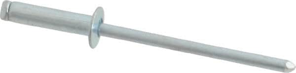 RivetKing - Size 46 Dome Head Steel Open End Blind Rivet - Steel Mandrel, 0.313" to 3/8" Grip, 1/4" Head Diam, 0.129" to 0.133" Hole Diam, 0.525" Length Under Head, 1/8" Body Diam - Americas Tooling