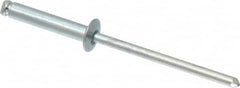 RivetKing - Size 48 Dome Head Steel Open End Blind Rivet - Steel Mandrel, 0.376" to 1/2" Grip, 1/4" Head Diam, 0.129" to 0.133" Hole Diam, 0.65" Length Under Head, 1/8" Body Diam - Americas Tooling