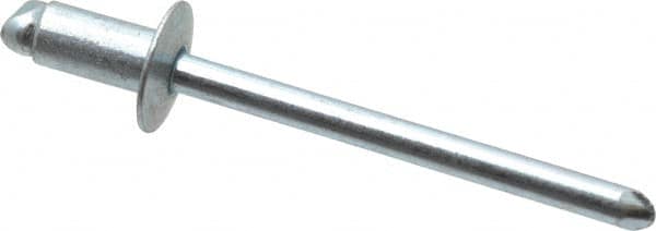 RivetKing - Size 52 Dome Head Steel Open End Blind Rivet - Steel Mandrel, 0.02" to 1/8" Grip, 0.312" Head Diam, 0.16" to 0.164" Hole Diam, 0.3" Length Under Head, 5/32" Body Diam - Americas Tooling