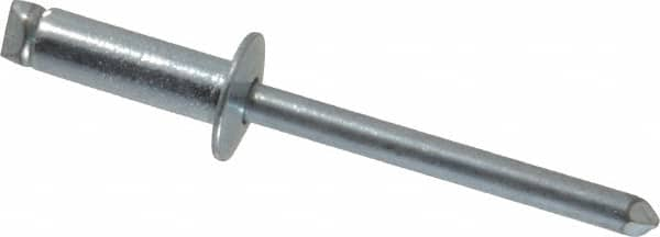 RivetKing - Size 66 Dome Head Steel Open End Blind Rivet - Steel Mandrel, 0.251" to 3/8" Grip, 3/8" Head Diam, 0.192" to 0.196" Hole Diam, 0.575" Length Under Head, 3/16" Body Diam - Americas Tooling