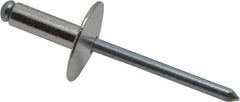 RivetKing - Size 66 Large Flange Dome Head Aluminum Open End Blind Rivet - Steel Mandrel, 0.251" to 3/8" Grip, 5/8" Head Diam, 0.192" to 0.196" Hole Diam, 0.575" Length Under Head, 3/16" Body Diam - Americas Tooling