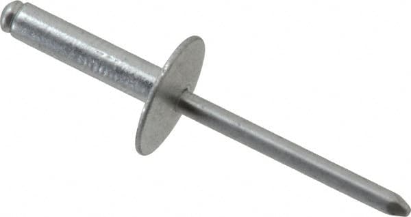 RivetKing - Size 610 Large Flange Dome Head Aluminum Open End Blind Rivet - Aluminum Mandrel, 0.501" to 5/8" Grip, 5/8" Head Diam, 0.192" to 0.196" Hole Diam, 0.825" Length Under Head, 3/16" Body Diam - Americas Tooling