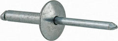 RivetKing - Size 612 Large Flange Dome Head Steel Open End Blind Rivet - Steel Mandrel, 0.626" to 3/4" Grip, 5/8" Head Diam, 0.192" to 0.196" Hole Diam, 0.95" Length Under Head, 3/16" Body Diam - Americas Tooling