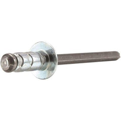 STANLEY Engineered Fastening - Size 6 Dome Head Aluminum Multi Grip Blind Rivet - Steel Mandrel, 0.251" to 1/2" Grip, 3/16" Head Diam, 0.192" to 0.205" Hole Diam, 0.116" Body Diam - Americas Tooling