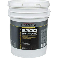 Rust-Oleum - 5 Gal Traffic Yellow Flat Finish Striping Paint - 410 to 540 Sq Ft per Gal, Interior/Exterior - Americas Tooling