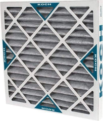 Made in USA - 20" Noml Height x 20" Noml Width x 2" Noml Depth, 70% Capture Efficiency, Wire-Backed Pleated Air Filter - MERV 8, Cotton/Polyester & Activated Carbon, Integrated Beverage Board Frame, 500 Max FPM, 1,400 CFM, For Any Unit - Americas Tooling