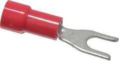 Made in USA - #6 Stud, 22 to 18 AWG Compatible, Fully Insulated, Crimp Connection, Standard Fork Terminal - Americas Tooling