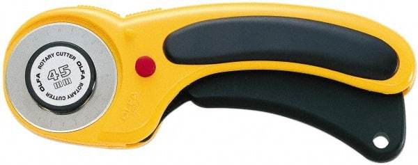 Olfa - Fixed Safety Cutter - 1.77" Tungsten Tool Steel Blade, Yellow & Black ABS Plastic with Elastomer Inset Handle, 1 Blade Included - Americas Tooling