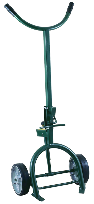 Drum Truck - Adjustable/Replaceable Chime Hook for steel or fiber drums - Spring loaded - 10" M.O.R wheels - Americas Tooling