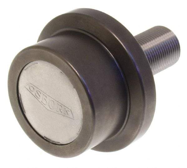 Osborn International - 2-1/4" Roller Diam x 1-11/16" Width, 7/8" Stud Diam x 2" Length, Flanged Concentric Stud Load Runner - Steel, 1-1/8" Thread Length, 7/8-14 Thread, 3-11/16" OAL, 1,620 Lb Dynamic Cap - Americas Tooling