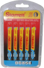 Starrett - 3" Long, 32 Teeth per Inch, Bi-Metal Jig Saw Blade - Toothed Edge, 5/16" Wide x 0.04" Thick, U-Shank, Wavy Tooth Set - Americas Tooling