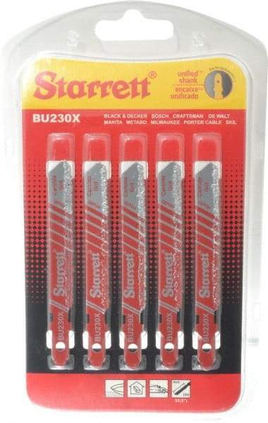 Starrett - 3" Long, Bi-Metal Jig Saw Blade - Continuous Edge, 5/16" Wide x 0.04" Thick, U-Shank - Americas Tooling