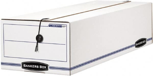 BANKERS BOX - 1 Compartment, 9-3/4" Wide x 6-1/4" High x 23-3/4" Deep, Storage Box - Corrugated Cardboard, White/Blue - Americas Tooling