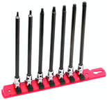 7 Piece - T10; T15; T20; T25; T27; T30; T40 - 6" OAL - 1/4" Drive Torx Bit Socket Set - Americas Tooling