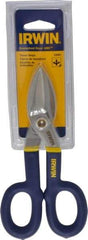 Irwin - 1-1/2" Length of Cut, Straight Pattern Tinner's Snip - 7" OAL, Vinyl Handle, 24 AWG Steel Capacity - Americas Tooling