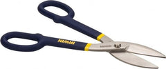 Irwin - 2-3/4" Length of Cut, Straight Pattern Tinner's Snip - 12-3/4" OAL, Vinyl Handle, 20 AWG Steel Capacity - Americas Tooling