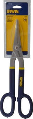 Irwin - 2-3/4" Length of Cut, Straight Pattern Tinner's Snip - 12-3/4" OAL, Vinyl Handle, 22 AWG Steel Capacity - Americas Tooling