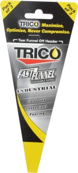 Trico - 9 oz Capacity Heavy-Grade Paper Funnel - 3/4" Tip OD, Yellow, Black, Red & White - Americas Tooling