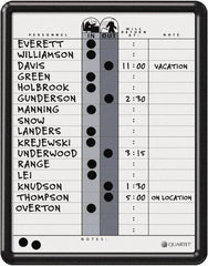 Quartet - 14" High x 11" Wide Magnetic Dry Erase In/Out - Porcelain, Includes Water-Soluble Ink Marker, Magnetic In/Out Circles, Magnetic Name Strips, Self-Stick Vinyl Letters & Wet-Erase Magnetic Remark Strips - Americas Tooling