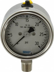 Wika - 2-1/2" Dial, 1/4 Thread, 30 Scale Range, Pressure Gauge - Lower Connection Mount, Accurate to 2-1-2% of Scale - Americas Tooling