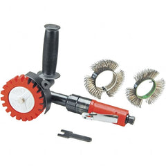 Dynabrade - 4" Wheel Diam, 3,200 RPM, Pneumatic Angle & Disc Grinder - 1/4-20 Spindle, 28 CFM, Rear Exhaust - Americas Tooling