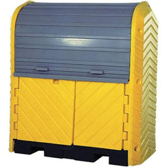 UltraTech - 66 Gal Sump, 4,500 Lb Capacity, 2 Drum, Polyethylene Spill Deck or Pallet - 70" Long x 42" Wide x 75" High, Liftable Fork, Low Profile, Inline Drum Configuration - Americas Tooling