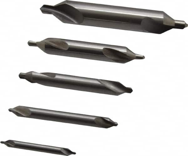 Hertel - 5 Piece, #1 to 5, Plain Edge, High Speed Steel Combo Drill & Countersink Set - 60° Incl Angle - Americas Tooling