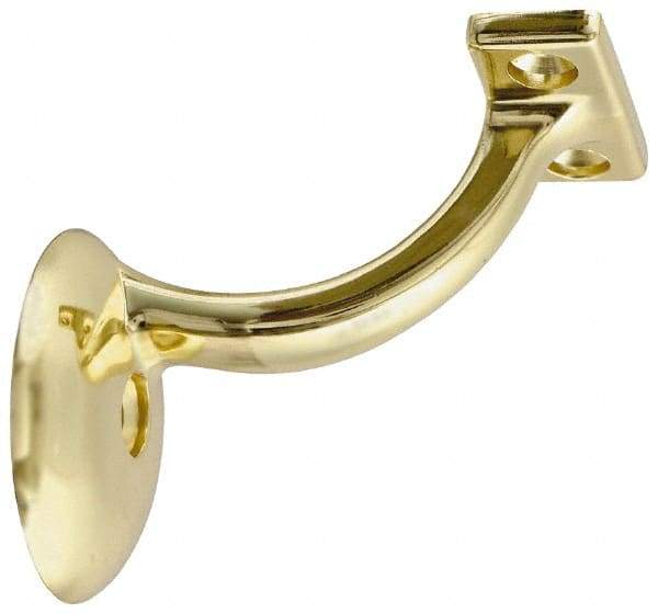 National Mfg. - 250 Lb Capacity, Bright Brass Coated, Handrail Bracket - 2-1/4" Long, 3" High, 3" Wide - Americas Tooling