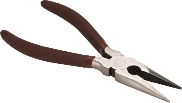 Paramount - 8" OAL, 2-23/64" Jaw Length x 7/8" Jaw Width, Long Nose Side Cutting Pliers - Serrated Jaw, Standard Head, Plastic Dipped Handles - Americas Tooling