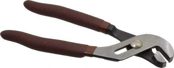 Paramount - 6-1/2" OAL, 7/8" Max Capacity, 7/8" Jaw Length, 3 Position Gooseneck Tongue & Groove Pliers - Serrated Straight Jaws, Standard Head, Plastic Dipped Handles - Americas Tooling