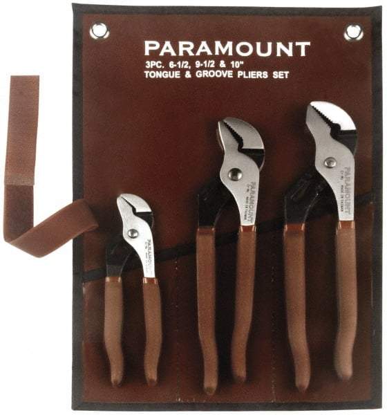 Paramount - 3 Piece Tongue & Groove Plier Set - Comes in Canvas Roll - Americas Tooling